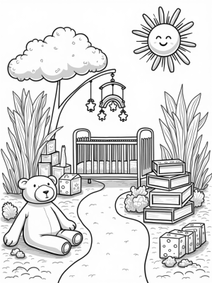 Plush Toy Nursery with Colorful Building Blocks