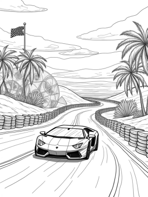 Futuristic Lamborghini on a Vibrant Racetrack