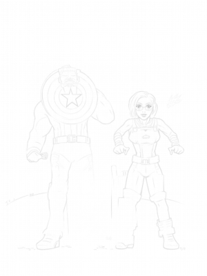 Captain America and Black Widow in Action