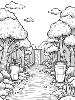 Boba Tea Forest with Smoothie Waterfall