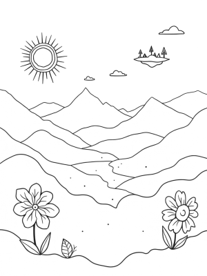 Dreamlike Landscape with Floating Islands and Kaleidoscopic Flowers