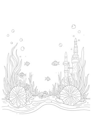 Mystical Underwater Garden with Coral Castle and Sea Anemones