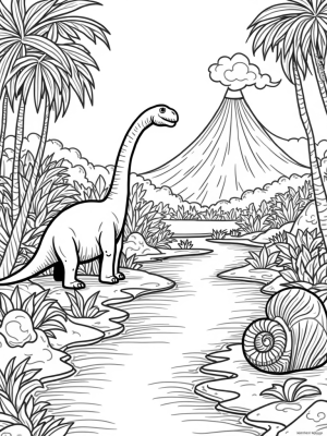 Brontosaurus in a Prehistoric Jungle