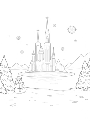 Sparkling Ice Palace on a Snowy Mountain