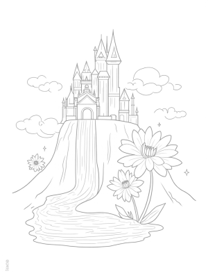 Enchanted Castle with Gemstone Hill and Rainbow Waterfall