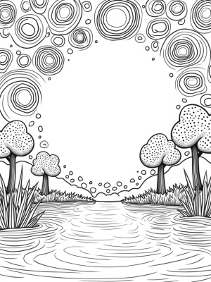 Swirling Circles Above a Tranquil Pond