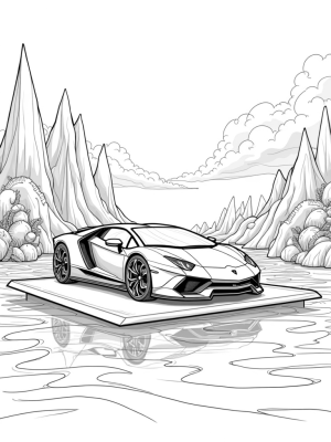 Futuristic Lamborghini on a Floating Platform