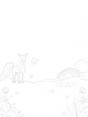 Magical Meadow with a Majestic Pony and Colorful Butterflies