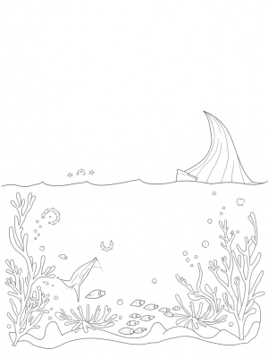 Underwater Symphony with Musical Coral and a Shark Fin