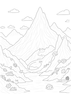 Majestic Dragon Coiled Around a Towering Mountain Peak