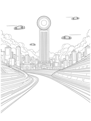 Futuristic Cityscape with Soaring Lamborghinis