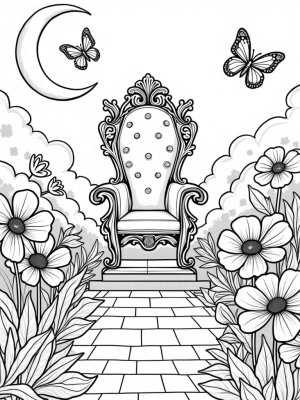 Royal Throne in a Floral Wonderland