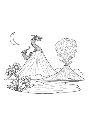 Majestic Dragon Coiled Around a Mountain Peak