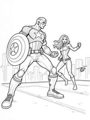 Captain America and Black Widow in Action