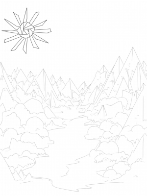 Vibrant Mountain Landscape of Triangles