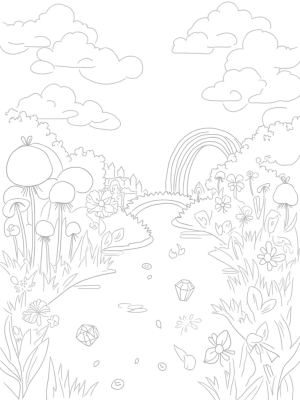 Magical Meadow with Flower Pinwheels and Crystal Castle