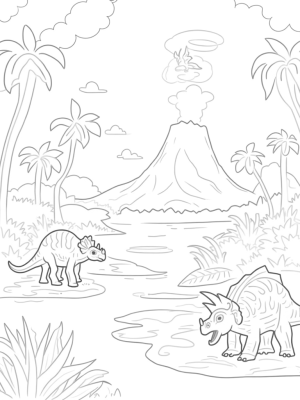 Dinosaur Party in a Lush Jungle