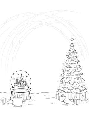 Candy Cane Winter Wonderland with Snow Globe and Christmas Tree