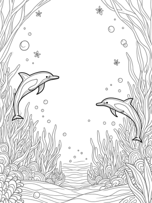 Iridescent Dolphins in a Pastel Underwater Dreamscape