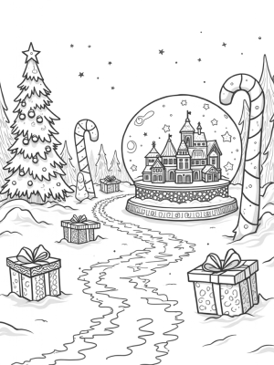 Giant Snow Globe with Candy Canes and a Miniature Village