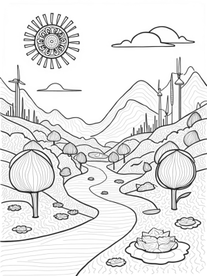 Geometric Topiary Trees on a Hillside
