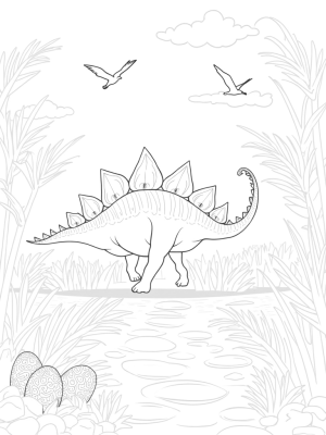 Majestic Stegosaurus in a Prehistoric Jungle