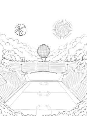 Floating Sports Arena with Giant Equipment