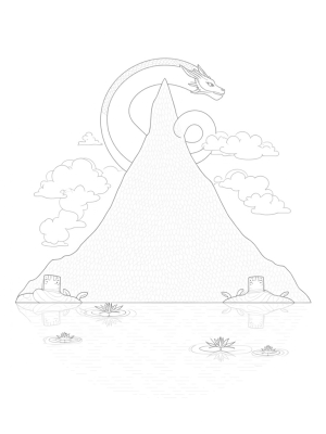 Majestic Dragon Coiled Around a Mountain Peak