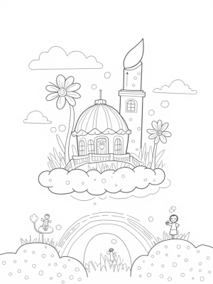 Dreamhouse in the Clouds with a Giant Lipstick Tower