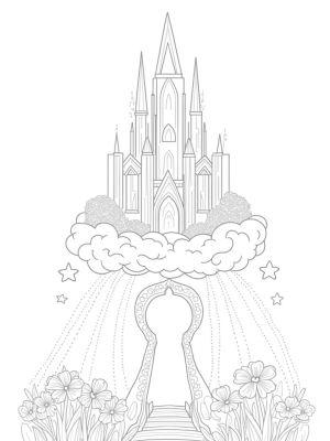 Crystal Castle on a Cloud with Star Waterfalls