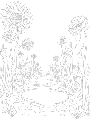 Oversized Flowers in a Whimsical Garden