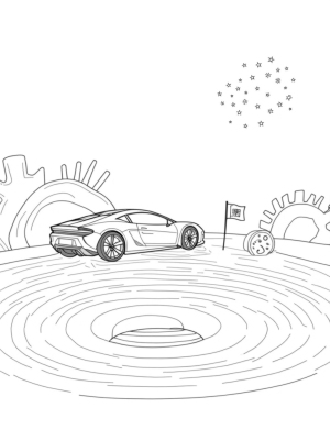 Futuristic Lamborghini on a Floating Platform
