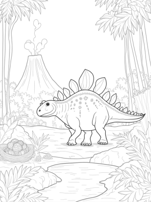 Stegosaurus in a Prehistoric Jungle