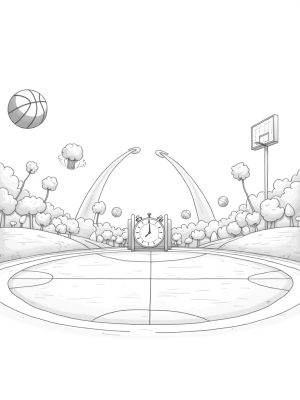 Floating Sports Arena with Giant Equipment