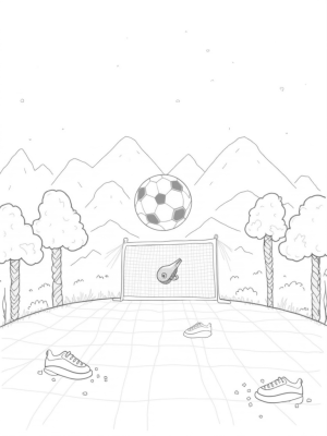 Colossal Soccer Ball and Whimsical Sports Field