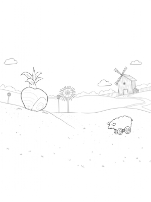 Giant Carrot and Chubby Tomato in a Patchwork Field