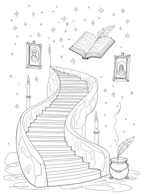 Ancient Stone Staircase Under a Starry Sky