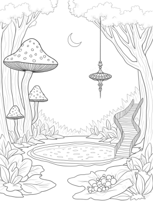 Mystical Forest Glade with Towering Mushrooms