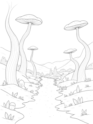 Twisting Trees and Luminous Mushrooms Landscape