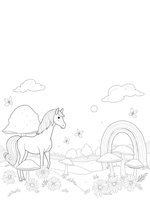 Majestic Pony in a Colorful Meadow