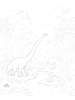 Brachiosaurus in a Prehistoric Jungle