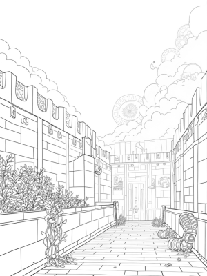 Titan Cityscape with Floating Gears and Rooftop Garden