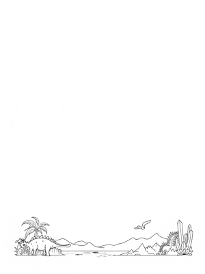 Prehistoric Jungle with Stegosaurus and Pterodactyls