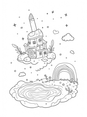 Dreamhouse in the Clouds with a Lipstick Tree