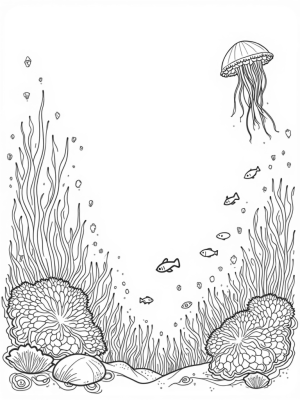 Vibrant Underwater Garden with Sea Anemones and Coral Towers