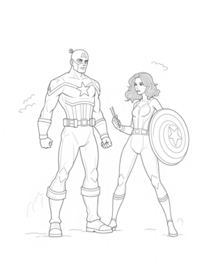 Captain America and Black Widow Action Duo