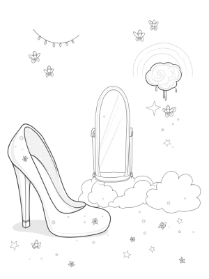 Giant Pink High-Heeled Shoe and Colorful Lipstick Dreamscape