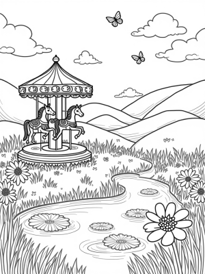 Magical Meadow with Carousel Ponies