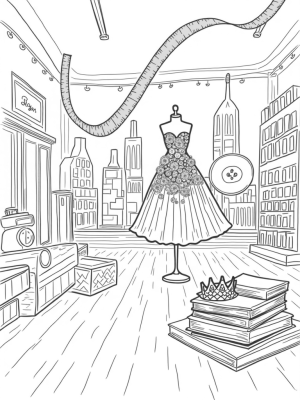 Oversized Sewing Spools and a Flower Dress Mannequin