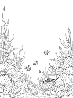 Underwater Garden with Colorful Corals and Treasure
